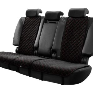 CZARNE (Z CZERWONYMI PRZESZYCIAMI) POKROWCE NA TYLNE SIEDZENIA