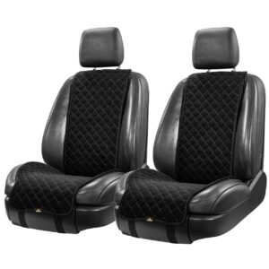 SZEROKIE CZARNE (Z BIAŁYMI PRZESZYCIAMI) POKROWCE NA PRZEDNIE SIEDZENIA